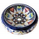 Talavera Round Vessel Sink Donut Gallardo Azul